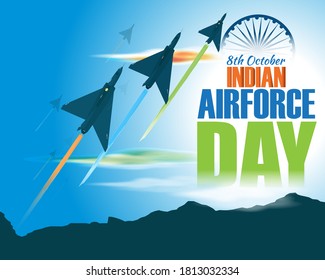 Ilustración vectorial del día de la fuerza aérea india de las series de aire jet en un fondo abstracto