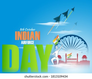 Indian air force day-vector illustration of Indian jet air shows on abstract background