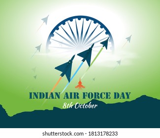 Ilustración vectorial del día de la fuerza aérea india de las series de aire jet en un fondo abstracto