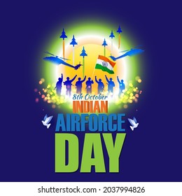 Ilustración vectorial del día de la fuerza aérea india de las series de aire jet en un fondo abstracto