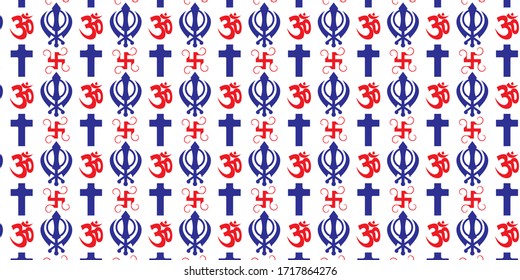 Indian all religion pattern seamless all in one graphic Design.