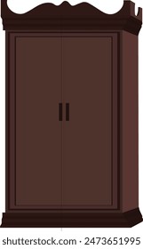 Indian almirah vector illustration. Dark brown Cupboard isolated white background design for cartoon animation