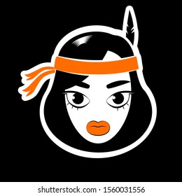 Indian american girl vector cartoon illustration