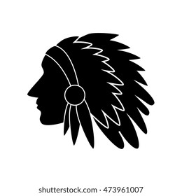 indian american symbol usa culture silhouette vector illustration