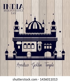 indian amritsar golden temple with wooden background