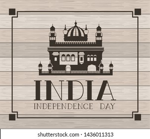 indian amritsar golden temple with wooden background