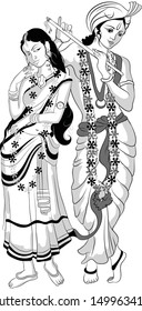 Indian ancient lord, Mythological symbol, Traditional line art