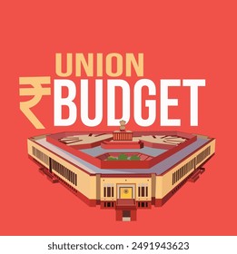 Indian annual budget vector illustration with Indian Parliament