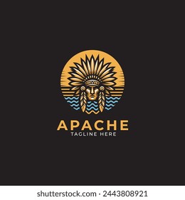 Indian Apache chief mascot esport logo design character
