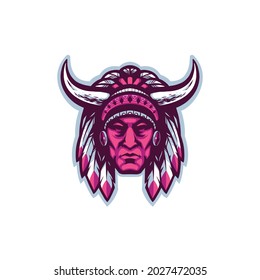 Indian apache head mascot illustration