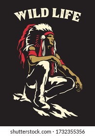 Indian Apache Illustration with quotes