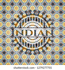 Indian arabic emblem background. Arabesque decoration.