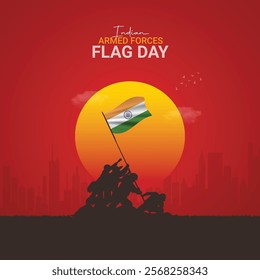 Indian Armed Forces Flag Day Creative ads. Armed Forces Flag creative design. 3D Illustration