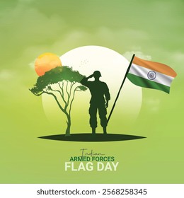 Indian Armed Forces Flag Day Creative ads. Armed Forces Flag creative design. 3D Illustration