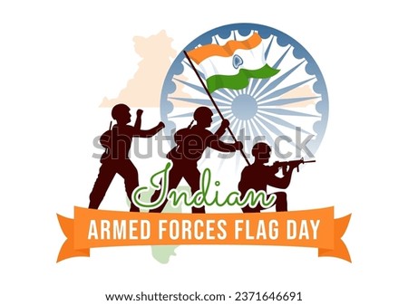 Indian Armed Forces Flag Day Vector Illustration with India and Army Flags in National Holiday Flat Cartoon Background Design