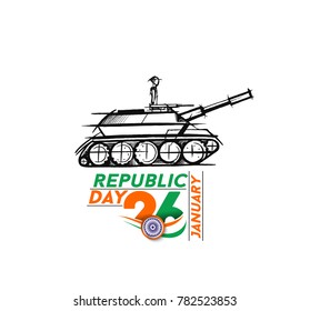 Indian armed forces poster or banner, Indian Republic day concept with text 26 January.