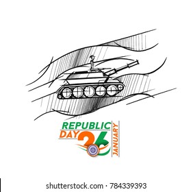 Indian armed forces poster or banner, Indian Republic day concept with text 26 January.