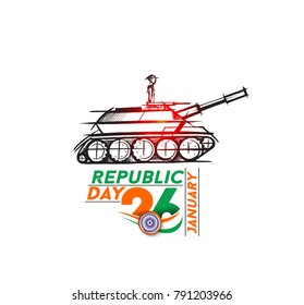 Afiche o cartel de las fuerzas armadas indias, concepto del Día de la República India con texto del 26 de enero.