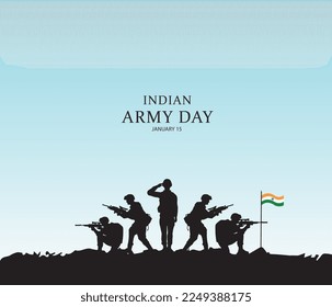 Indian Army Day. 15. Indian defense day Celebration concept. Template for background, banner, card, poster. vector illustration. holiday concept.
