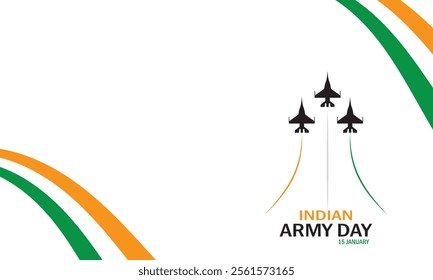 Indian army day 15 January social media post. celebration background, banner with Indian flag . vector illustration.  EPS 10