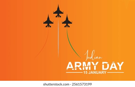 Indian army day 15 January social media post. celebration background, banner with Indian flag . vector illustration.  EPS 10