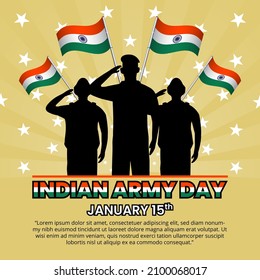 Indian Army Day Background With Salute Soldiers And Flag