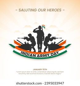 Indian Army Day Background with a silhouette of soldiers