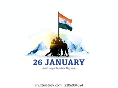 Indian Army Day. soilder holding flag of India. Patriotic background of India 26th January Republic Day. Vector illustration