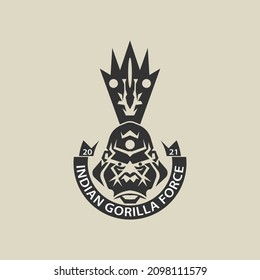 indian army gorilla vector for logo icon. abstract flat design of animals, outdoors and business.