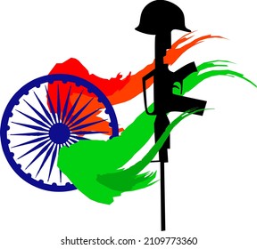 Indian army with tricolored Indian national flag and ashoka chakra depicting celebration of republic and independence day vector illustration 