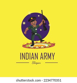 Indian army vector mascot logo template. 