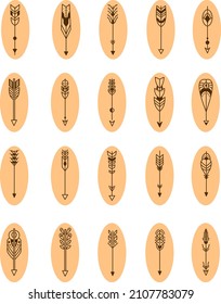 Indian arrow icon pack, illustration, vector on a white background.