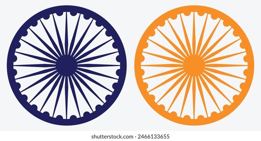 Indisches Ashoka Chakra oder Ashoka Wheel Vektorgrafik Symbol.