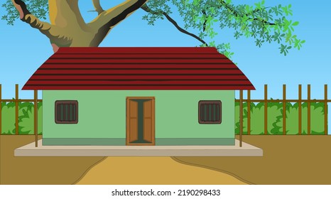 Indian asian poor rural farmers house scene background.