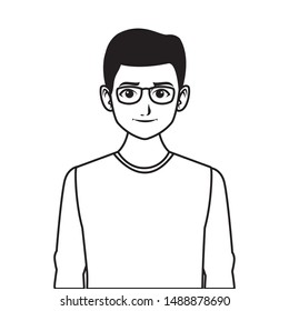 indian asian religion oriental culture, young man wearing glasses isolated cartoon vector illustration graphic design