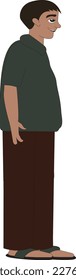 Indian Asian village boy character  side angle 90 degree character for 2d cartoon animation.