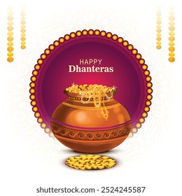 Indian auspicious festival happy dhanteras card background