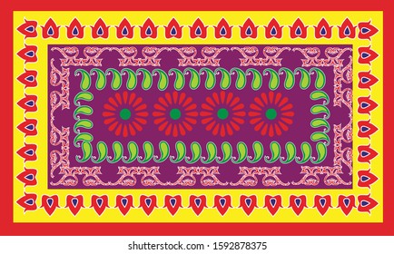 Indian Authentic Truck Art Pattern 