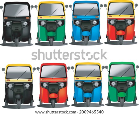 Indian Auto rickshaw Three wheeler Vector illustration Color Front view