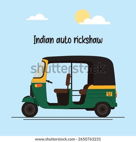Indian Auto Rickshaw Vector Illustration. side view autorickshaw.