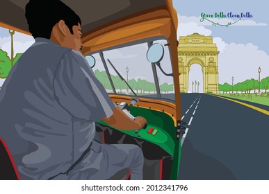 Indian Auto Rickshaws In Delhi Street. Auto Rickshaw