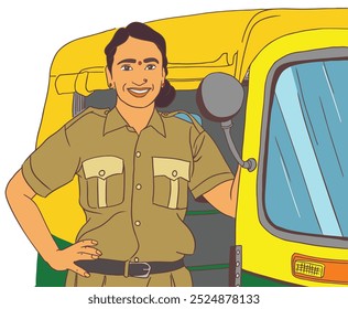 Conductor de auto Rikshaw indio - mujeres