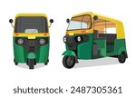 Indian Auto Rikshaw Vector
Illustration, tuk tuk drawing, CNG auto rikshaw, Indian three wheeler taxi, Auto rickshaw front view and side view, Illustration of Auto Rickshaw vector art