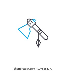Indian ax linear icon concept. Indian ax line vector sign, symbol, illustration.