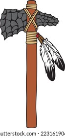 Indian Axe. Native American Warrior Obsidian Tomahawk. Vector Illustration.