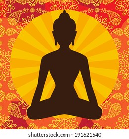 Indian background with buddha symbol. Vector illustration.