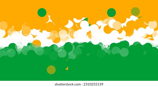 Indian background color orange white and green with hexagon dots style and spray paint