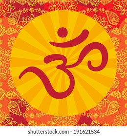 Indian background with om symbol. Vector illustration.