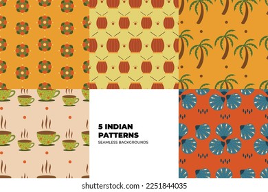 Indian background set. Rug tribal ornament pattern. Aztec towel, yoga mat. Vector Henna tattoo style. Can be used for textile, greeting greeting card background, phone case print. Vector illustration