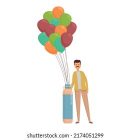 Indian balloon seller icon cartoon vector. Street man. Sell shop
